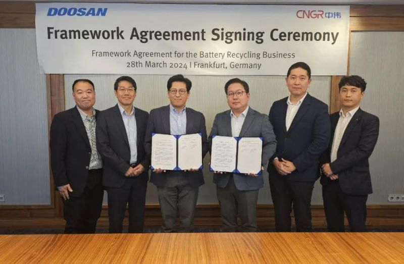 中偉股份與Doosan Recycling Solution簽訂框架協(xié)議，聯(lián)手探索電池回收領(lǐng)域
